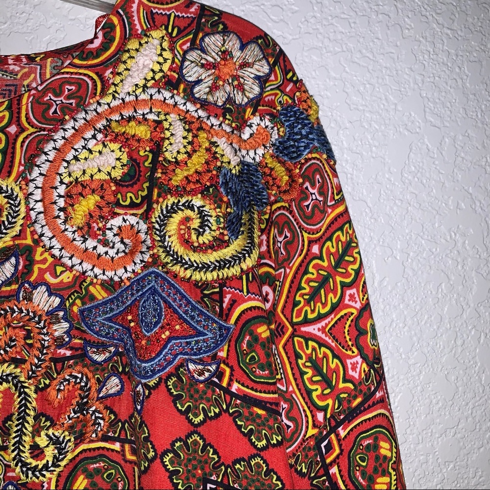 New ZARA $119 NWT EMBROIDERED BEADED LINEN BLEND TUNIC DRESS XS SMALL 7521/073 - Picture 7 of 13